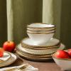 imageChristian Siriano Akoya Porcelain Dinnerware Set 12Piece  Dish Set for 4 Plates and Bowls Set White and GoldWhite