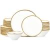 imageChristian Siriano Akoya Porcelain Dinnerware Set 12Piece  Dish Set for 4 Plates and Bowls Set White and GoldWhite