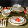 imageChristian Siriano Akoya Porcelain Dinnerware Set 12Piece  Dish Set for 4 Plates and Bowls Set White and GoldWhite