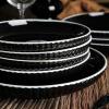 imageChristian Siriano Lustra Modern 16Piece Stoneware Dinnerware Set Plates and Bowls Set Dinner and Salad Plates Ramen Bowls Dishes for 4 BlackBlack