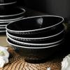 imageChristian Siriano Lustra Modern 16Piece Stoneware Dinnerware Set Plates and Bowls Set Dinner and Salad Plates Ramen Bowls Dishes for 4 BlackBlack