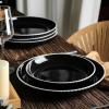imageChristian Siriano Lustra Modern 16Piece Stoneware Dinnerware Set Plates and Bowls Set Dinner and Salad Plates Ramen Bowls Dishes for 4 BlackBlack