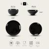 imageChristian Siriano Lustra Modern 16Piece Stoneware Dinnerware Set Plates and Bowls Set Dinner and Salad Plates Ramen Bowls Dishes for 4 BlackBlack