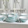 imageChristian Siriano Lustra Modern 16Piece Stoneware Dinnerware Set Plates and Bowls Set Dinner and Salad Plates Ramen Bowls Dishes for 4 BlackTeal