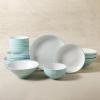 imageChristian Siriano Lustra Modern 16Piece Stoneware Dinnerware Set Plates and Bowls Set Dinner and Salad Plates Ramen Bowls Dishes for 4 BlackTeal