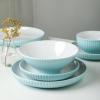 imageChristian Siriano Lustra Modern 16Piece Stoneware Dinnerware Set Plates and Bowls Set Dinner and Salad Plates Ramen Bowls Dishes for 4 BlackTeal