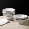 imageChristian Siriano Lustra Modern 16Piece Stoneware Dinnerware Set Plates and Bowls Set Dinner and Salad Plates Ramen Bowls Dishes for 4 BlackWhite