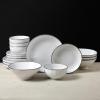 imageChristian Siriano Lustra Modern 16Piece Stoneware Dinnerware Set Plates and Bowls Set Dinner and Salad Plates Ramen Bowls Dishes for 4 BlackWhite