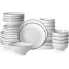 imageChristian Siriano Lustra Modern 16Piece Stoneware Dinnerware Set Plates and Bowls Set Dinner and Salad Plates Ramen Bowls Dishes for 4 BlackWhite