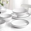 imageChristian Siriano Lustra Modern 16Piece Stoneware Dinnerware Set Plates and Bowls Set Dinner and Salad Plates Ramen Bowls Dishes for 4 BlackWhite