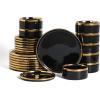 imageChristian Siriano Solene Stoneware Dinnerware 12Piece Plates and Bowls Set Dish Set for 4 Black with Gold Rim Glossy Finish Hand Wash OnlyBlack