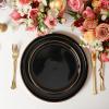 imageChristian Siriano Solene Stoneware Dinnerware 12Piece Plates and Bowls Set Dish Set for 4 Black with Gold Rim Glossy Finish Hand Wash OnlyBlack