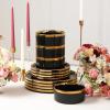 imageChristian Siriano Solene Stoneware Dinnerware 12Piece Plates and Bowls Set Dish Set for 4 Black with Gold Rim Glossy Finish Hand Wash OnlyBlack