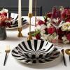 imageChristian Siriano Solene Stoneware Dinnerware 12Piece Plates and Bowls Set Dish Set for 4 Black with Gold Rim Glossy Finish Hand Wash OnlyBlack and White and Gold
