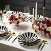 imageChristian Siriano Solene Stoneware Dinnerware 12Piece Plates and Bowls Set Dish Set for 4 Black with Gold Rim Glossy Finish Hand Wash OnlyBlack and White and Gold