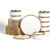 imageChristian Siriano Solene Stoneware Dinnerware 12Piece Plates and Bowls Set Dish Set for 4 Black with Gold Rim Glossy Finish Hand Wash OnlyWhite