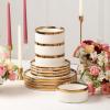 imageChristian Siriano Solene Stoneware Dinnerware 12Piece Plates and Bowls Set Dish Set for 4 Black with Gold Rim Glossy Finish Hand Wash OnlyWhite