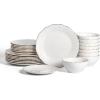 imageChristian Siriano Solene Stoneware Dinnerware 12Piece Plates and Bowls Set Dish Set for 4 Black with Gold Rim Glossy Finish Hand Wash OnlyWhite and Gold