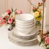imageChristian Siriano Solene Stoneware Dinnerware 12Piece Plates and Bowls Set Dish Set for 4 Black with Gold Rim Glossy Finish Hand Wash OnlyWhite and Gold