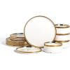 imageChristian Siriano Solene Stoneware Dinnerware 12Piece Plates and Bowls Set Dish Set for 4 Black with Gold Rim Glossy Finish Hand Wash OnlyWhite