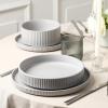 imageStone Lain Haven Modern Stoneware 4 Piece Bowls Sets Dish Set for 4 Reactive Glaze Sandy WhiteGray