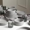 imageStone Lain Haven Modern Stoneware 4 Piece Bowls Sets Dish Set for 4 Reactive Glaze Sandy WhiteGray