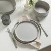 imageStone Lain Haven Modern Stoneware 4 Piece Bowls Sets Dish Set for 4 Reactive Glaze Sandy WhiteGray