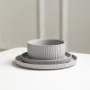 imageStone Lain Haven Modern Stoneware 4 Piece Bowls Sets Dish Set for 4 Reactive Glaze Sandy WhiteGray