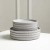imageStone Lain Haven Modern Stoneware 4 Piece Bowls Sets Dish Set for 4 Reactive Glaze Sandy WhiteGray