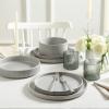imageStone Lain Haven Modern Stoneware 4 Piece Bowls Sets Dish Set for 4 Reactive Glaze Sandy WhiteGray