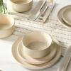 imageEarth ampamp Clay Amber 12Piece Dinnerware Set Stoneware Dishwasher and Microwave Safe Plates and Bowls Set Dish Set for 4 White SpeckledBeige