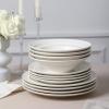 imageEarth ampamp Clay Celeste 12Piece Dinnerware Stoneware Plates and Bowls Includes Dinner and Salad Plates Cereal Bowls Dishwasher and Microwave Safe Dish Set for 4 Ivory WhiteIvory White