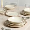 imageEarth and Clay Heath 12Piece Dinnerware Set Stoneware Plates and Bowls Set Dishwasher and Microwave Safe Dish Set for 4 CoffeeCoffee
