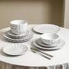 imageEarth and Clay Heath 12Piece Dinnerware Set Stoneware Plates and Bowls Set Dishwasher and Microwave Safe Dish Set for 4 CoffeeWhite