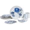 imageStone Lain Fiore 24Piece Dinnerware Set New Bone China BlueBlue