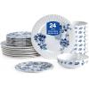 imageStone Lain Fiore 24Piece Dinnerware Set New Bone China BlueBlue
