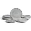 imageEarth ampamp Clay Celeste 12Piece Dinnerware Stoneware Plates and Bowls Includes Dinner and Salad Plates Cereal Bowls Dishwasher and Microwave Safe Dish Set for 4 Ivory WhiteGray