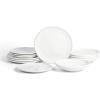 imageEarth ampamp Clay Celeste 12Piece Dinnerware Stoneware Plates and Bowls Includes Dinner and Salad Plates Cereal Bowls Dishwasher and Microwave Safe Dish Set for 4 Ivory WhiteWhite