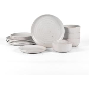 imageEarth ampamp Clay Ion 12Piece Dinnerware Set Stoneware BlueWhite