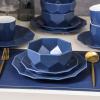 imageStone  Lain Jamie Porcelain 16Piece Geometric Dinnerware Set GreyBlue