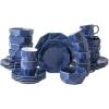 imageStone  Lain Jamie Porcelain 16Piece Geometric Dinnerware Set GreyBlue