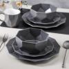 imageStone  Lain Jamie Porcelain 16Piece Geometric Dinnerware Set GreyGray