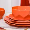imageStone  Lain Jamie Porcelain 16Piece Geometric Dinnerware Set GreyOrange