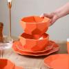 imageStone  Lain Jamie Porcelain 16Piece Geometric Dinnerware Set GreyOrange