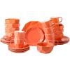 imageStone  Lain Jamie Porcelain 16Piece Geometric Dinnerware Set GreyOrange