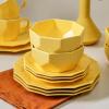 imageStone  Lain Jamie Porcelain 16Piece Geometric Dinnerware Set GreyYellow