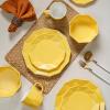imageStone  Lain Jamie Porcelain 16Piece Geometric Dinnerware Set GreyYellow
