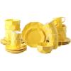 imageStone  Lain Jamie Porcelain 16Piece Geometric Dinnerware Set GreyYellow