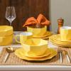 imageStone  Lain Jamie Porcelain 16Piece Geometric Dinnerware Set GreyYellow
