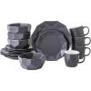 imageStone  Lain Jamie Porcelain 16Piece Geometric Dinnerware Set GreyGray